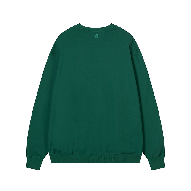 AMI Classic Logo Crewneck Hoodie Dark Green