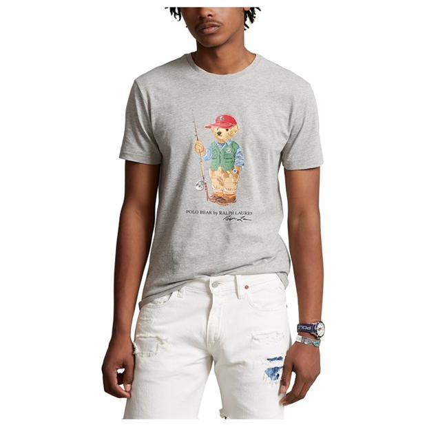 Ralph Lauren Bear Print Tee Andover Hthr