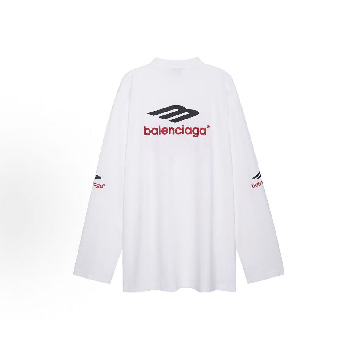 Balenciaga FW23 Letter Patterned Round-neck Long-sleeved T-shirt in Loose Fit for Men in White
