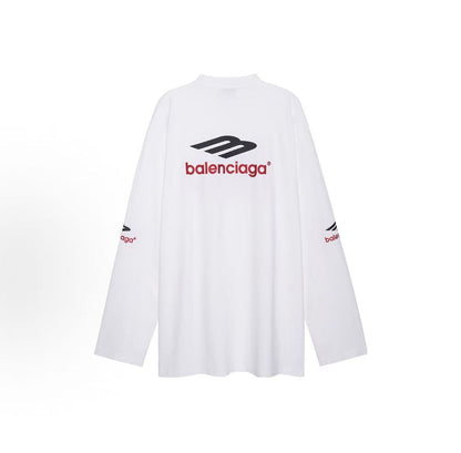 Balenciaga FW23 Letter Patterned Round-neck Long-sleeved T-shirt in Loose Fit for Men in White