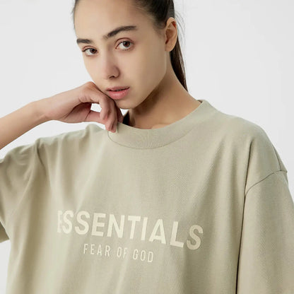 FOG Fear of God 22 replica dual -hushed short -sleeved ESSENTIALS T -shirt avocado