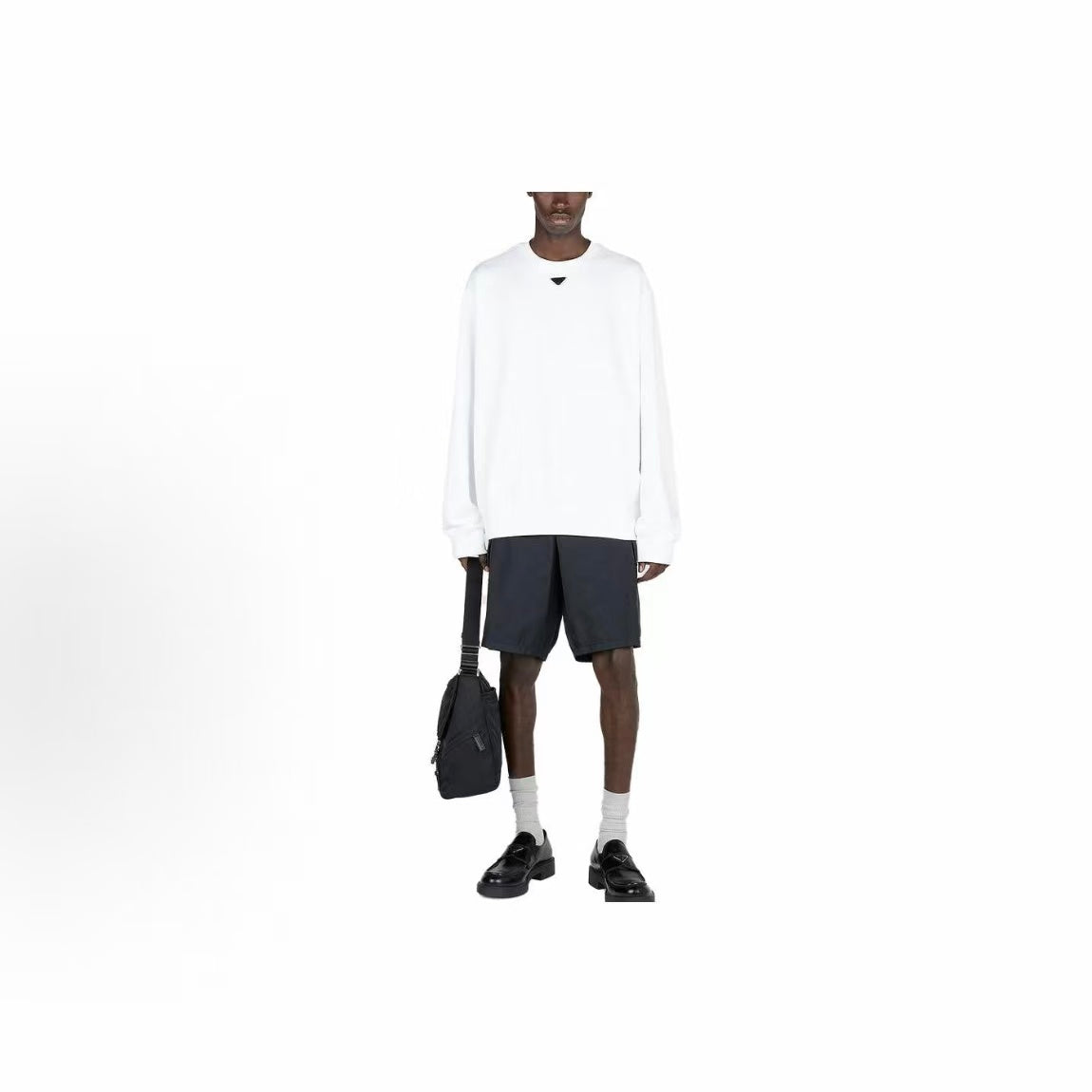 PRADA - Pure Color Round-neck Pullover Loose Long-Sleeved T-shirt for Men