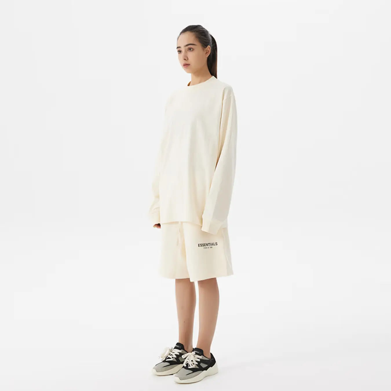 FOG FEAR OF GOD 21 ESSENTIALS Casual Retro Bottoming Shirt Multi-line Long Sleeve beige