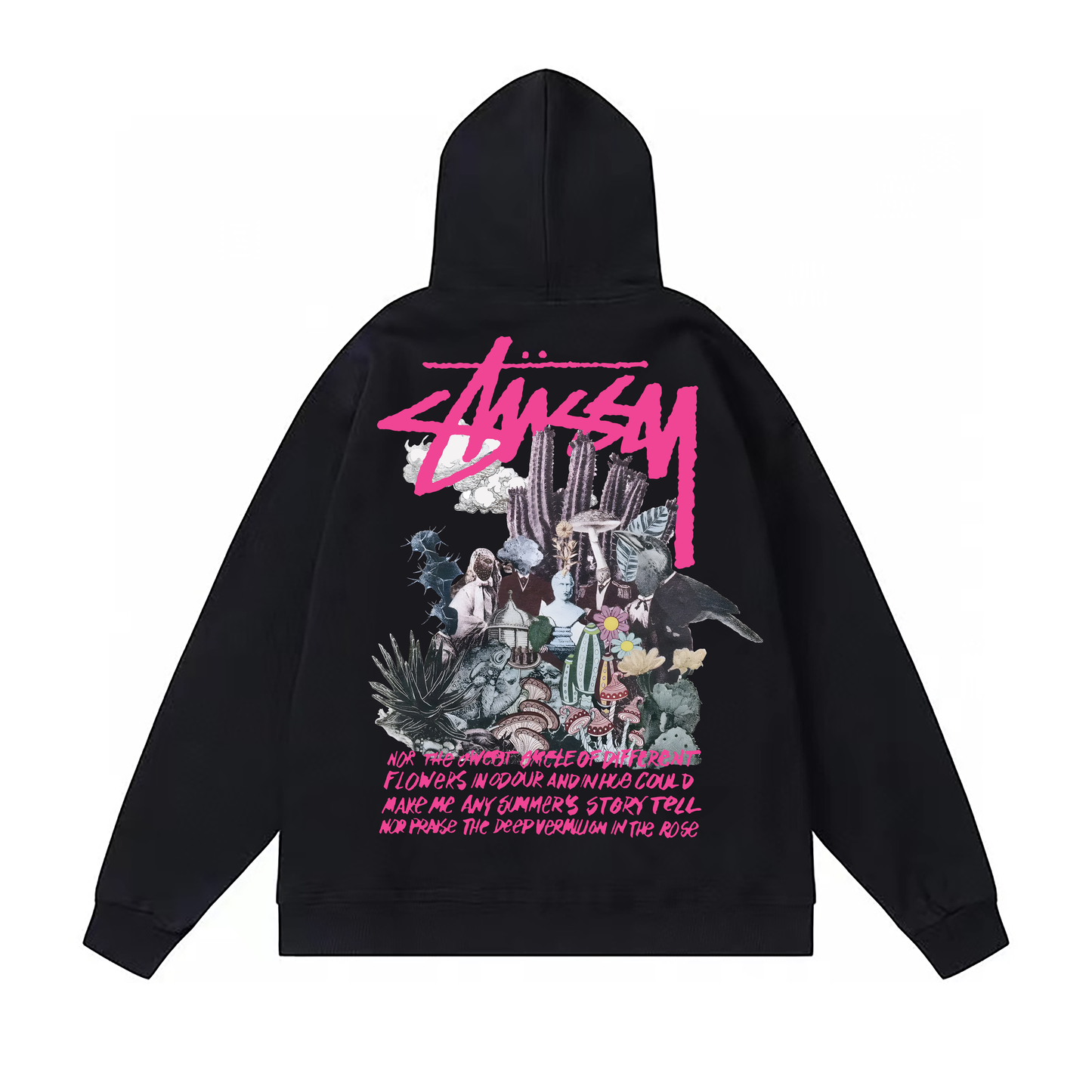 STUSSY CACTUS PRINT HOODIE BLACK