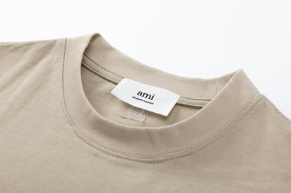 AMI Same Color Logo Tee Brown