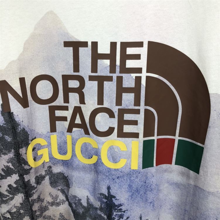 GUCCI IVORY HEAVY JERSEY WITH THE NORTH FACE X GUCCI TRAIL PRINT – GGS008