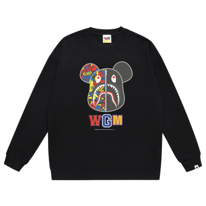A Bathing Ape Bear Print Hoodie Black