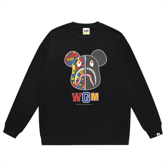 A Bathing Ape Bear Print Hoodie Black