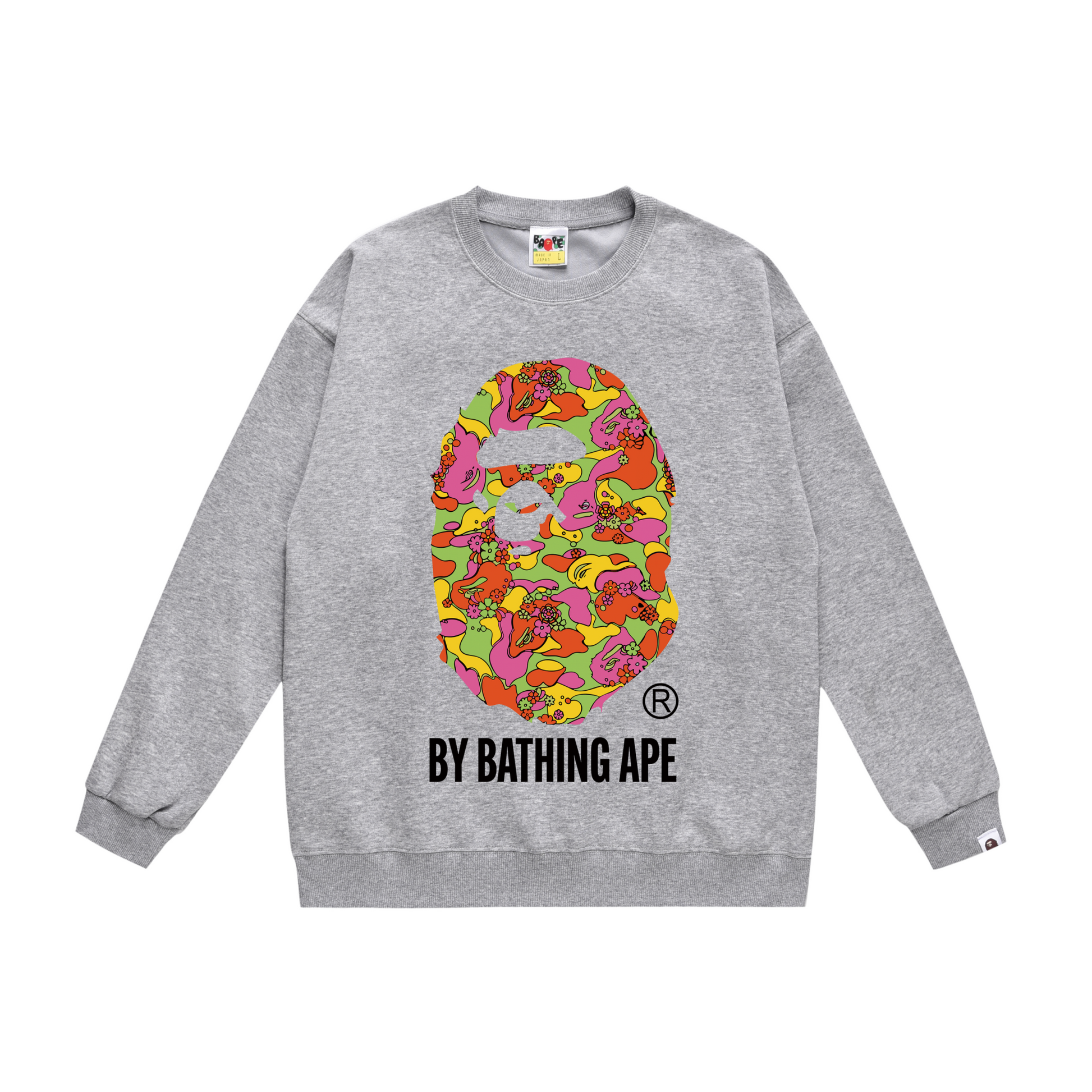 A Bathing Ape Camouflage Logo Print Hoodie Grey