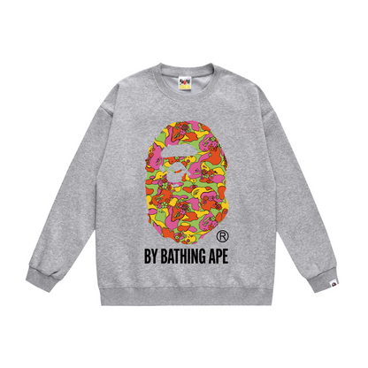 A Bathing Ape Camouflage Logo Print Hoodie Grey