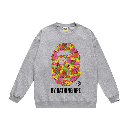 A Bathing Ape Camouflage Logo Print Hoodie Grey