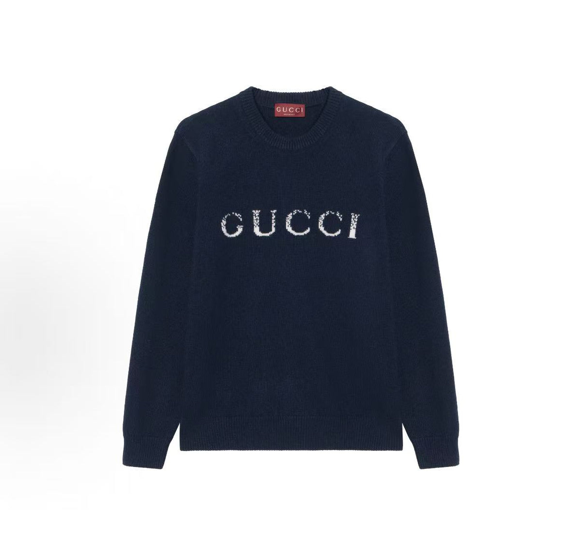 GUCCI Ancient Grecian SS24 Logo Letter Embroidered Round-neck Long-sleeved Sweater for Men in Dark Blue