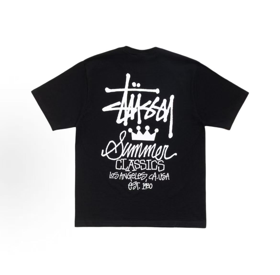 Stussy SS26 - Summer CLASSICS - Trendy Crown Letter Logo Printed Casual Short-Sleeved T-Shirt - The same style for both men and women