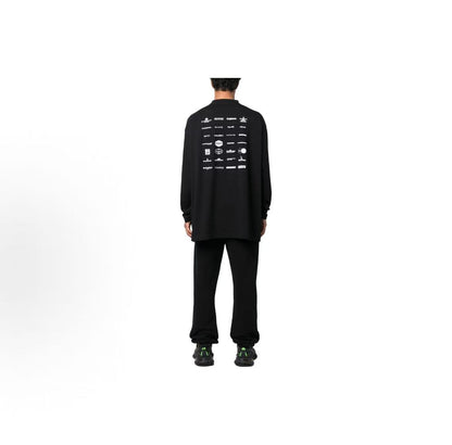 Balenciaga SS23 Logo Letter Print Round-neck Long-sleeved Sweater Regular Fit Men's Style Black