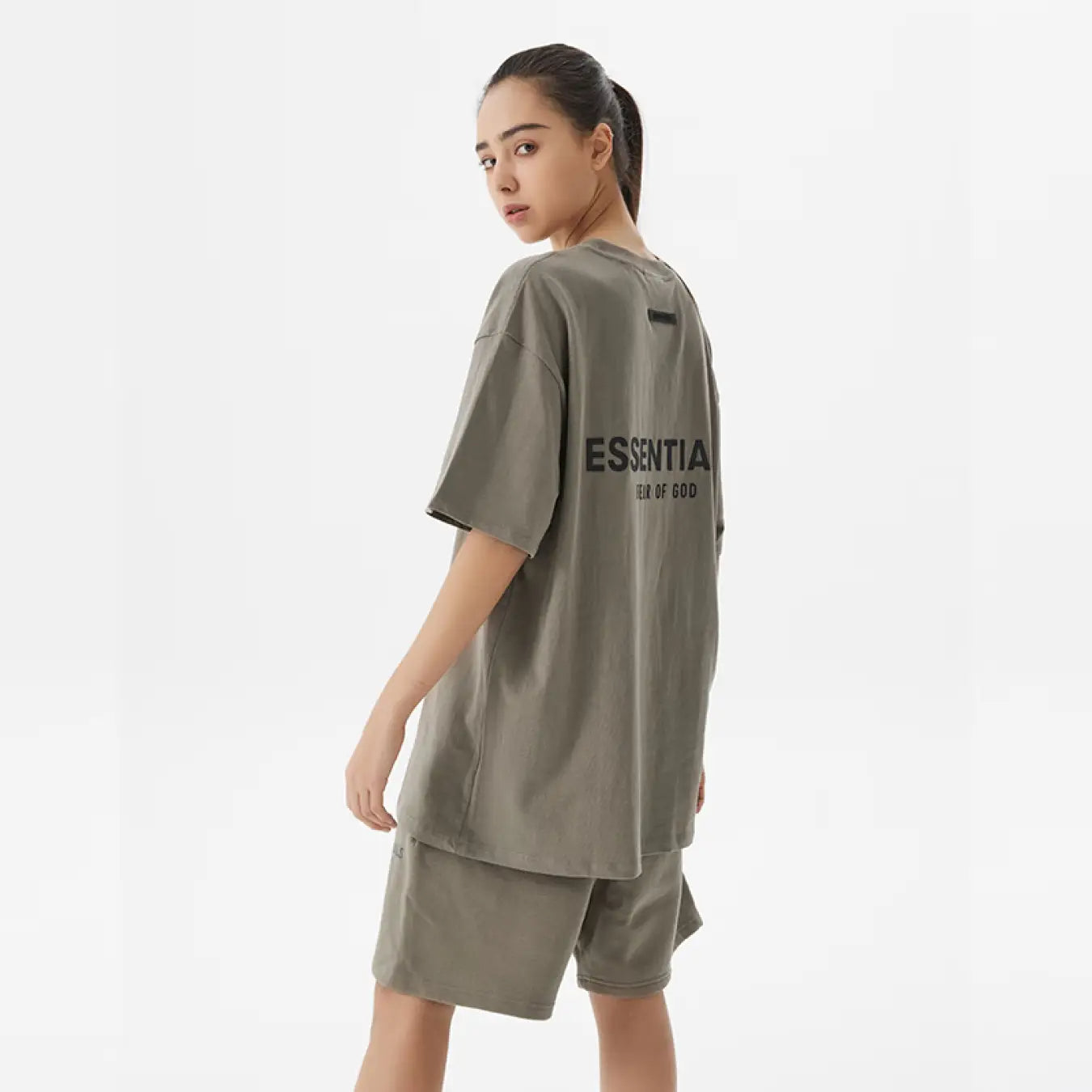 FOG Fear of God 21 Reproduced short -sleeved Essentials Summer casual T -shirt Dark brown
