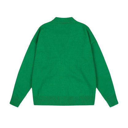 AMI Logo Cardigan Sweater Dark Green