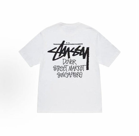 Stussy DSM Urban Limited Edition Collection - Singapore - Letter Print Round-neck Short-Sleeved American Retro T-Shirt - The same style for both men and women