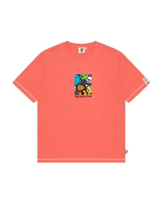 A Bathing Ape Baby Milo box logo print tee In Pink