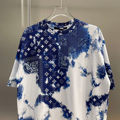 LOUIS VUITTON MONOGRAM BANDANA PRINTED T-SHIRT BLUE WHITE – LVTS045