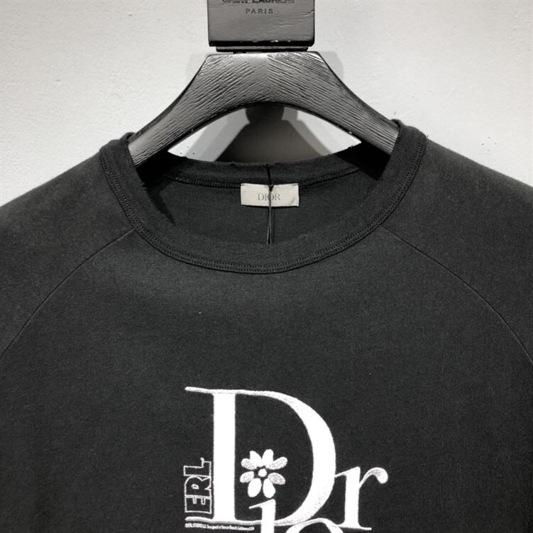 DIOR RELAXED-FIT DIOR BY ERL T-SHIRT BLACK SLUB COTTON JERSEY – DOT022