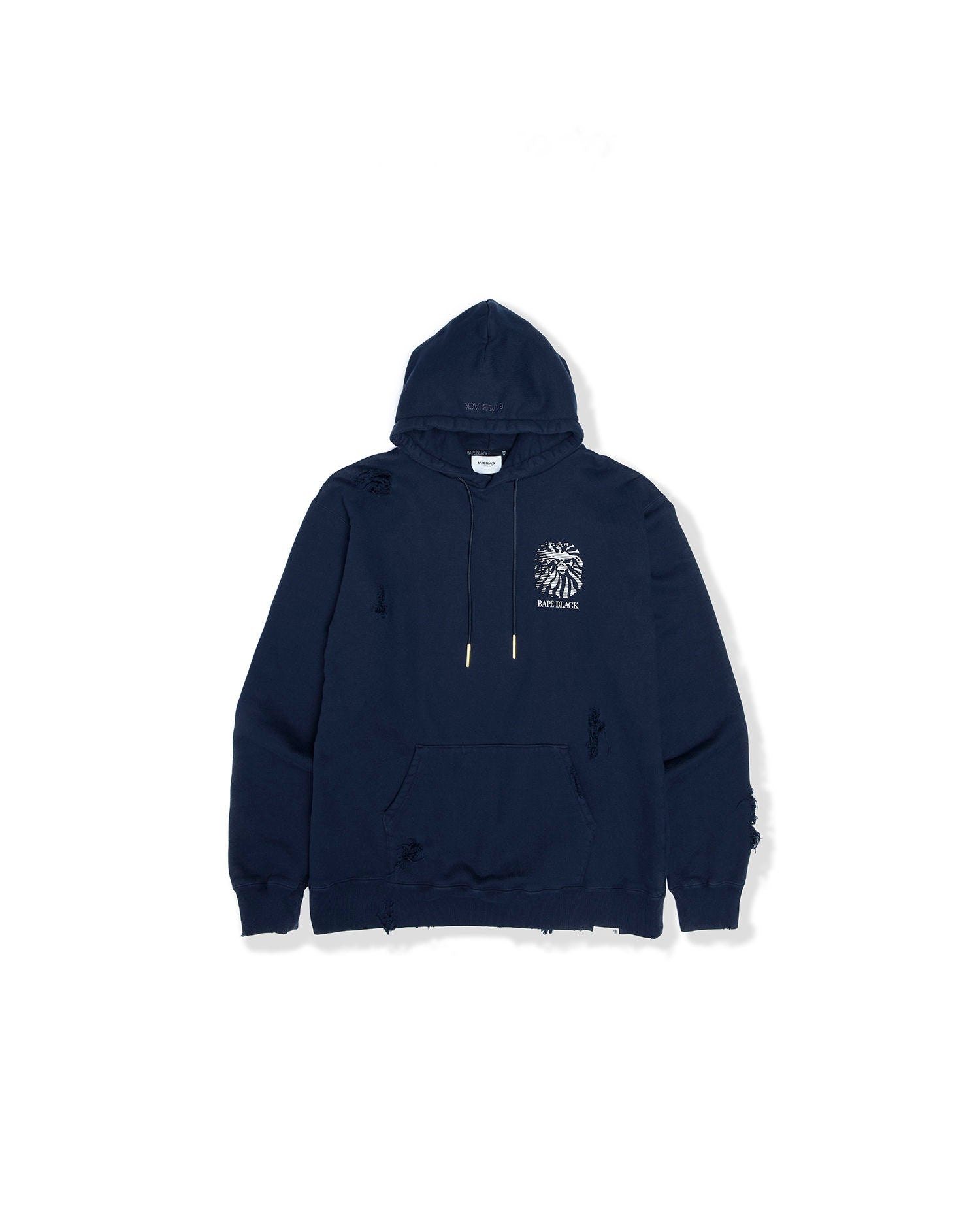 A Bathing Ape Distressed logo hoodie In Navy Blue