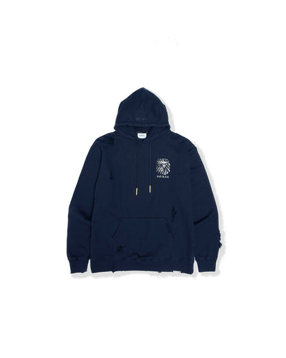 A Bathing Ape Distressed logo hoodie In Navy Blue
