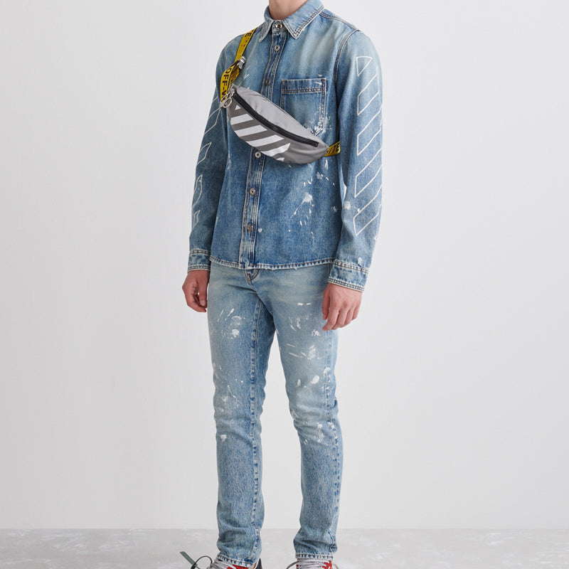 Off-White Diag Outline Denim Jacket Blue