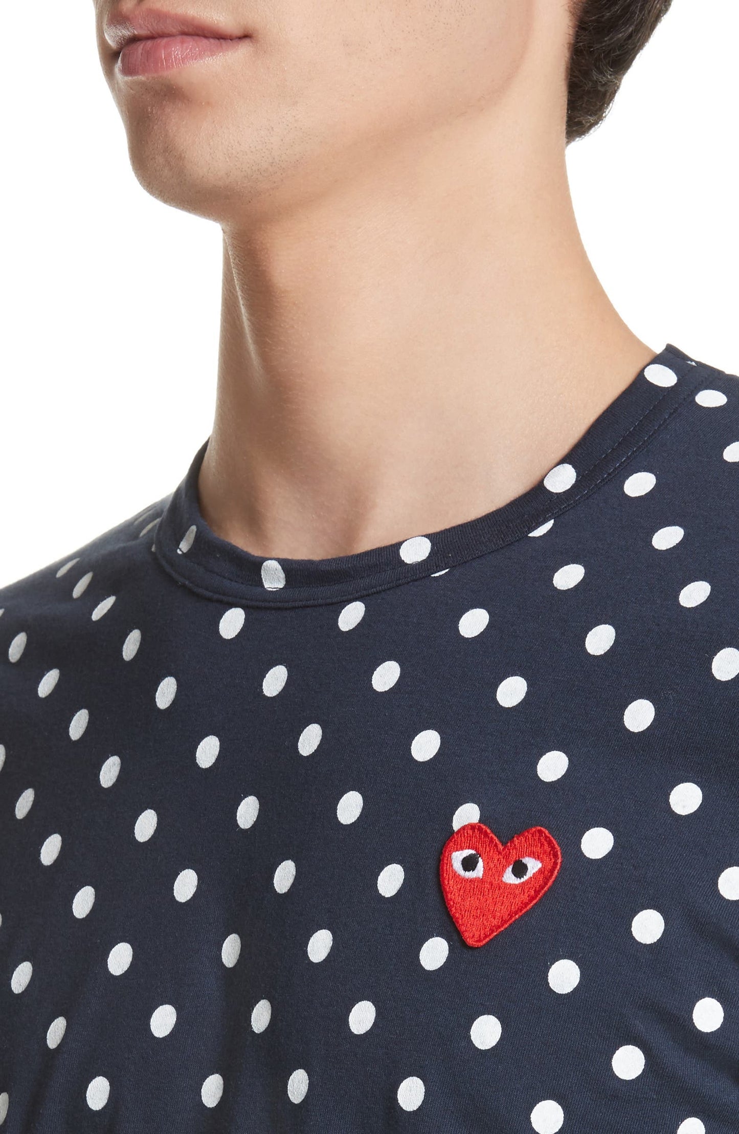 Dot Print Long Sleeve Crewneck T-Shirt