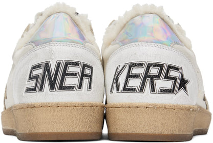 جولدن غوس حذاء رياضي بال ستار أبيض ورمادي مائل للبني