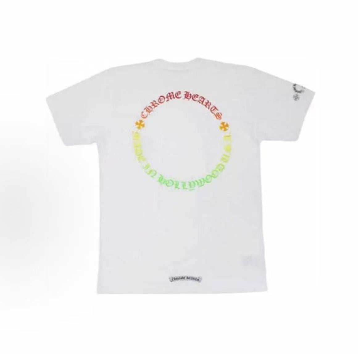 Chrome Heart SS23 Solid Color Letter Gradient Print Round Neck Short Sleeve T-Shirt (For Both Men and Women) - White