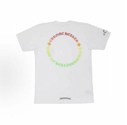 Chrome Heart SS23 Solid Color Letter Gradient Print Round Neck Short Sleeve T-Shirt (For Both Men and Women) - White