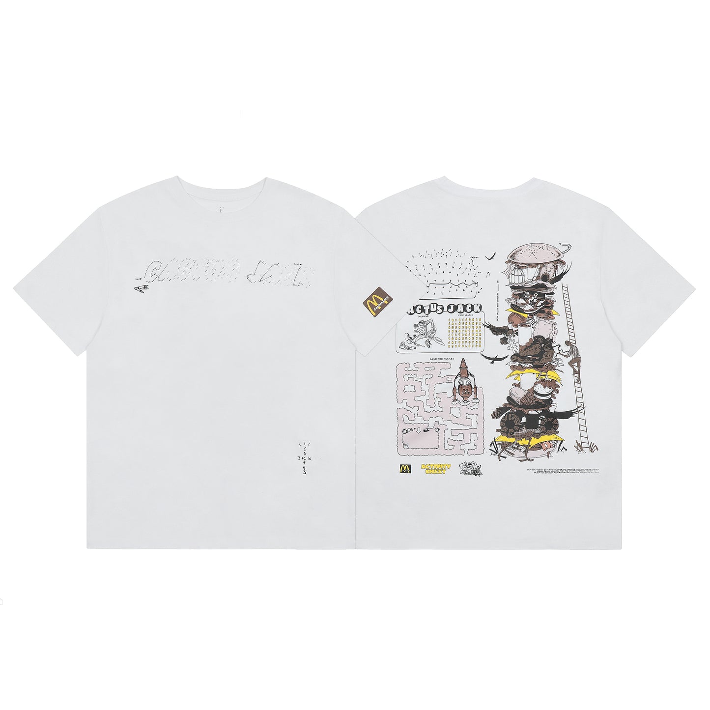 Travis Scott Cartoon Print Tshirt White