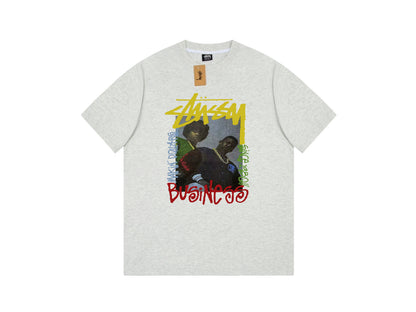 STUSSY CHARACTER LOGO PRINT TEE GREY
