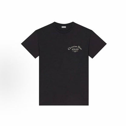 DIOR (Dior) SS20 "Christian Atelier" Logo Round-neck Short-sleeved T-shirt - Men's and Women's style are the same. Black color.