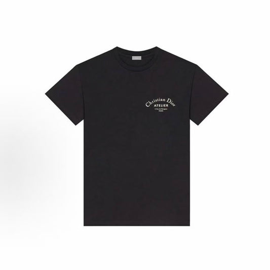 DIOR (Dior) SS20 "Christian Atelier" Logo Round-neck Short-sleeved T-shirt - Men's and Women's style are the same. Black color.