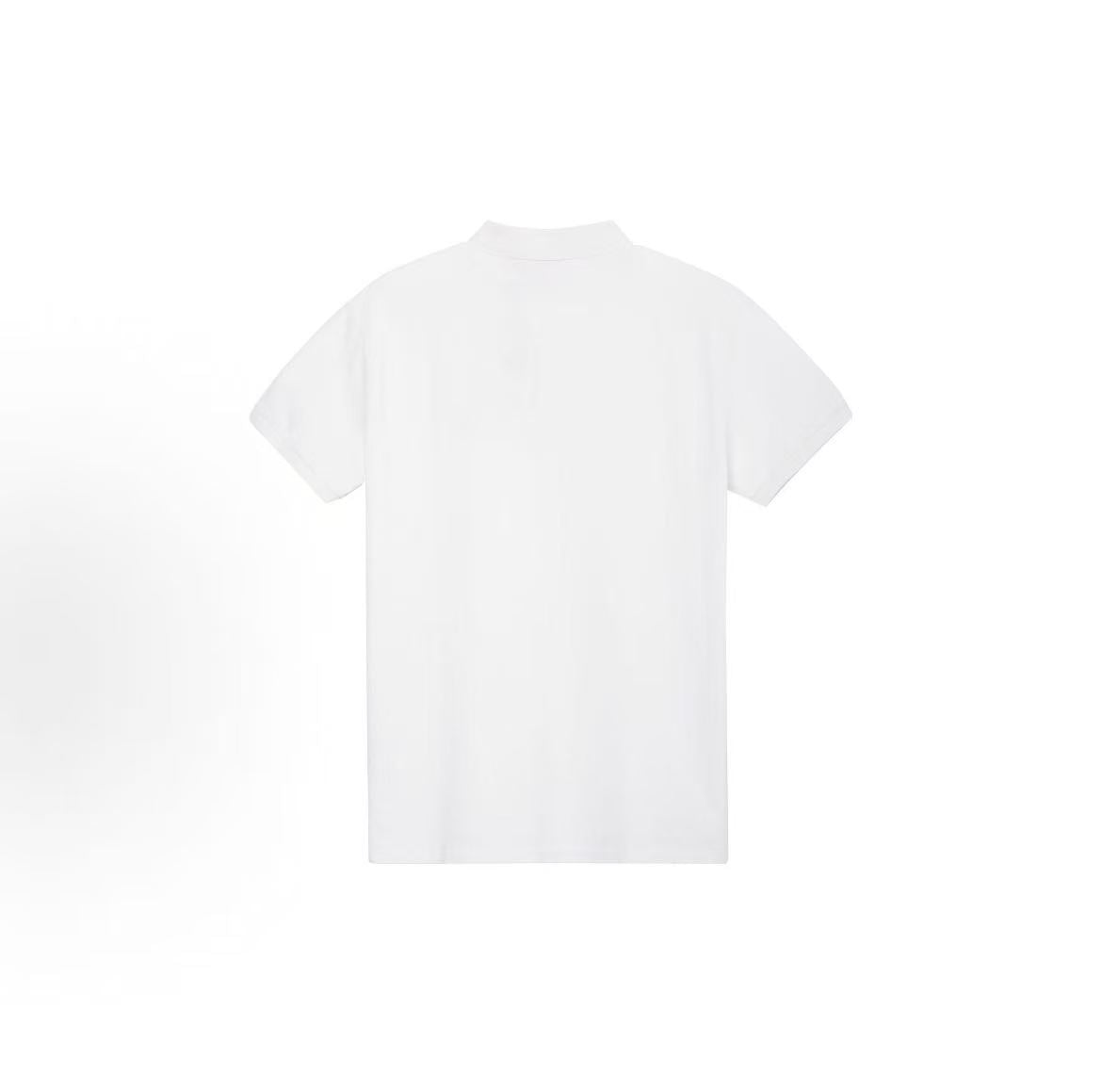 Ralph Lauren Petite Spurs Embroidered Solid Washed Cotton Mesh Double-Button Pullover Short-Sleeve Ribbed Sleeve Capri Polo Shirt, Wavy Hair, Men's Style, White
