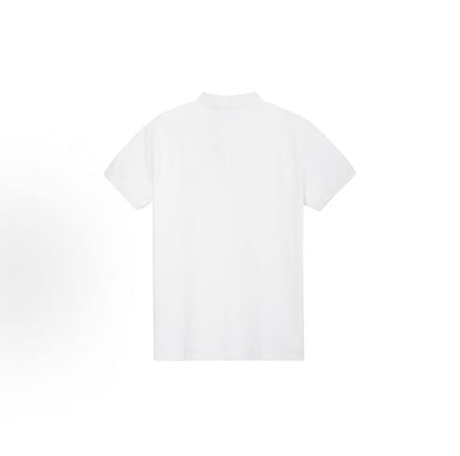 Ralph Lauren Petite Spurs Embroidered Solid Washed Cotton Mesh Double-Button Pullover Short-Sleeve Ribbed Sleeve Capri Polo Shirt, Wavy Hair, Men's Style, White