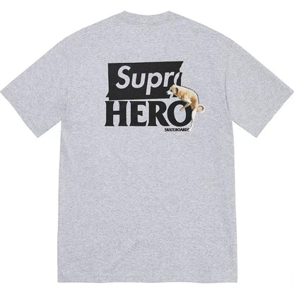 Supreme Hero Print Tee Grey