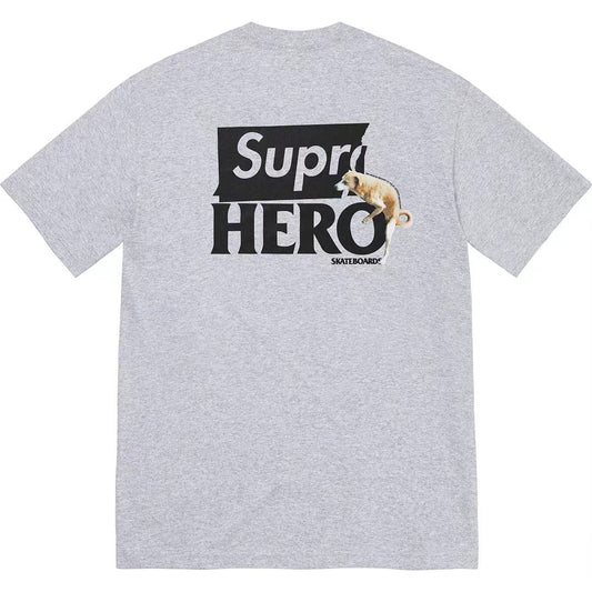 Supreme Hero Print Tee Grey