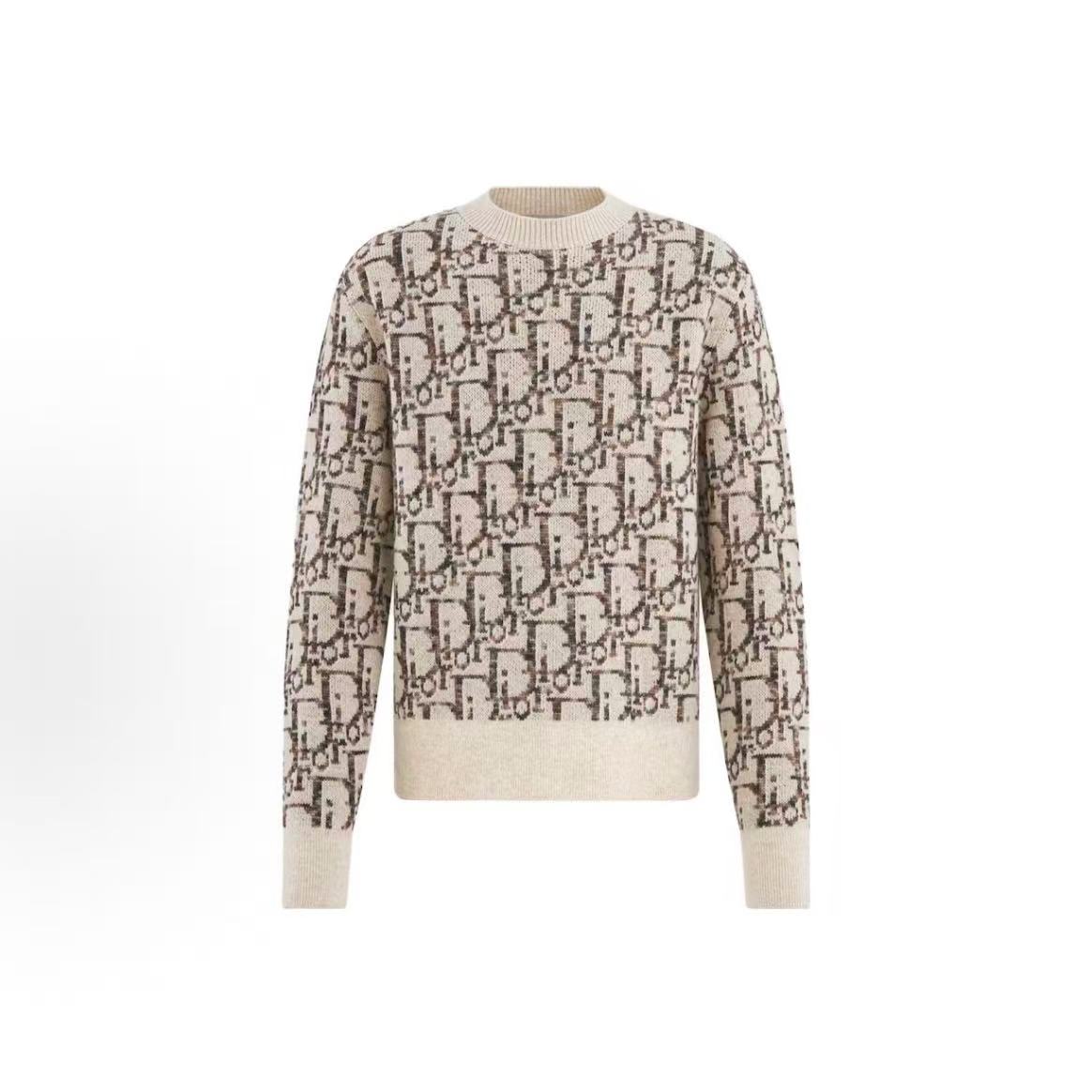 DIOR (Dior) Letter Embroidery Round-neck Pullover Long-sleeved Sweater for Men