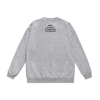 A Bathing Ape Monkey Logo Print Hoodie Grey