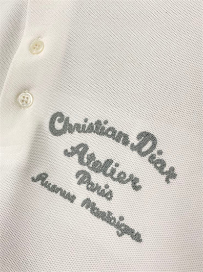 ‘CHRISTIAN DIOR ATELIER’ POLO SHIRT WHITE COTTON PIQUÉ – DOT019