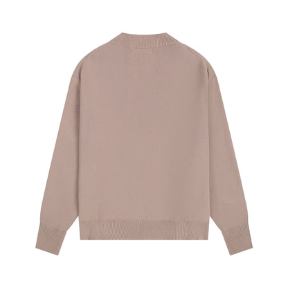 AMI Small Logo V-neck Button Sweater Brown