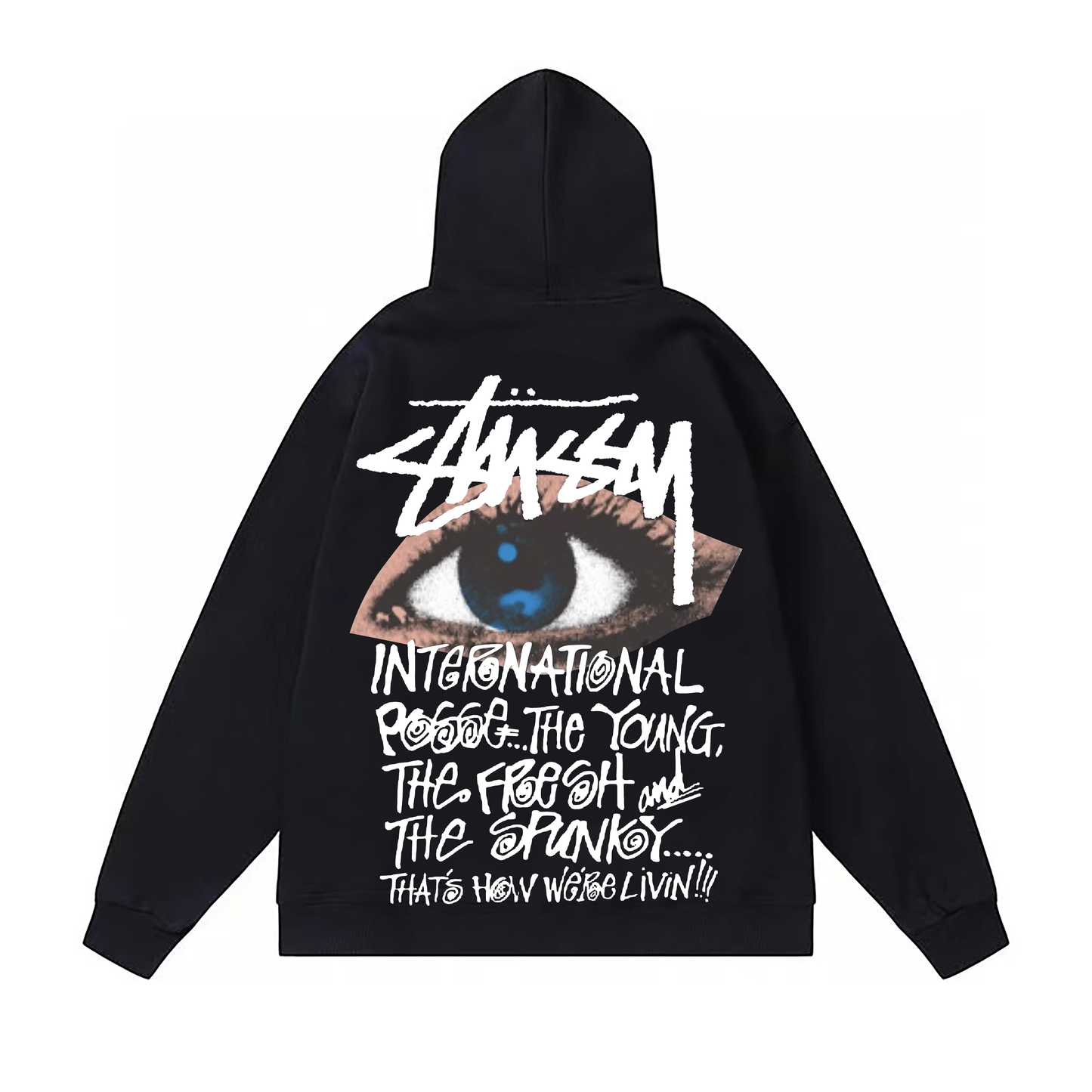 STUSSY EYE PRINT HOODIE BLACK