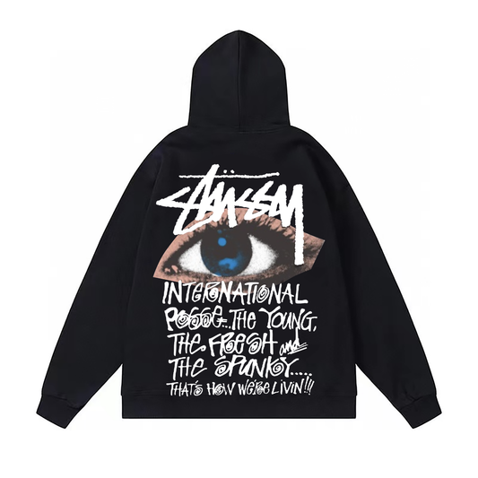STUSSY EYE PRINT HOODIE BLACK
