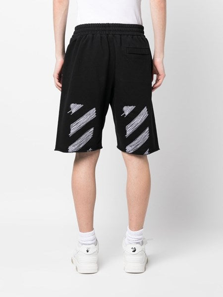 Off-white Bermuda with sketch diag motif