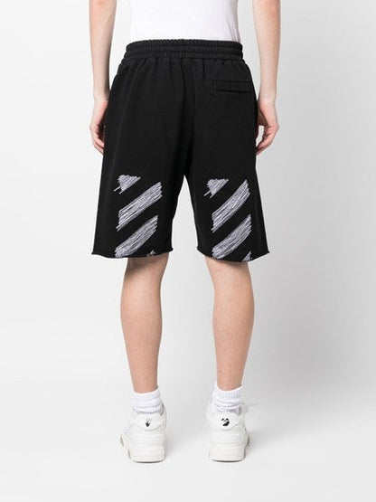 Off-white Bermuda with sketch diag motif