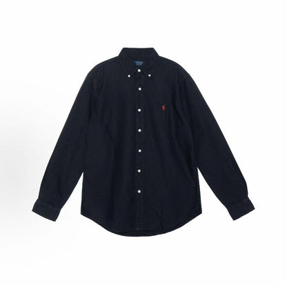 Ralph Lauren SS20 Logo Embroidered Oxford Blouse with Long Sleeves - Classic Version - Men's Polo - Black