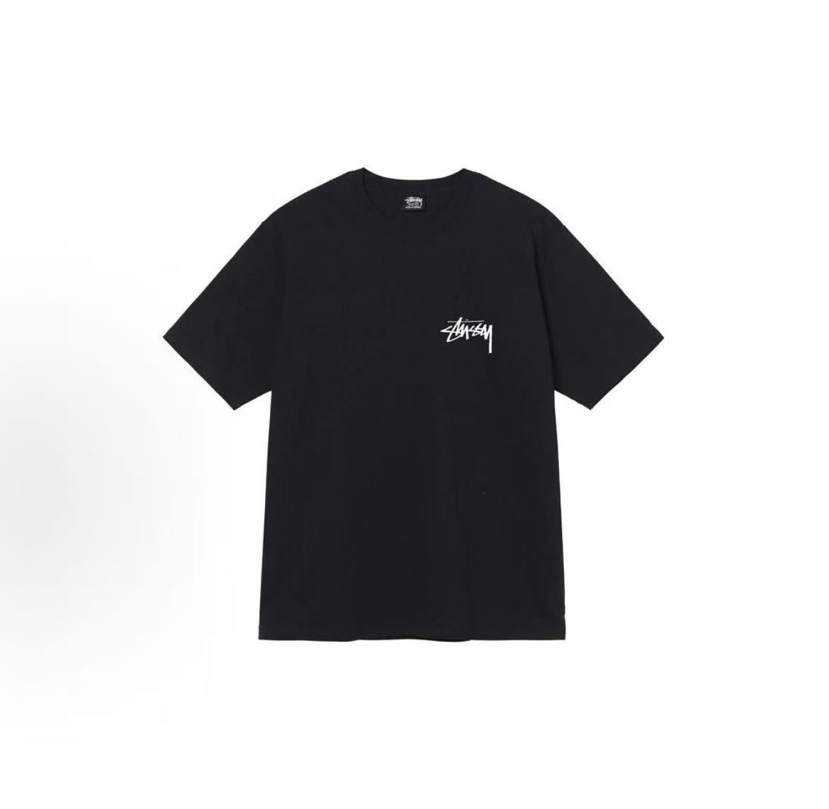 Stussy SS22 Peony Fashion Print Round-neck Pullover Casual Loose Comfortable Leisure Summer Short-Sleeve T-shirt for Men