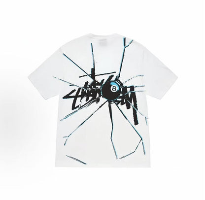 Stussy SS23 SS23 Spring Summer Collection 8 Ball Series SHATTERED TEE - A loose round-neck short-sleeved T-shirt with a black 8 pattern and an alphabet logo print. Available for both men and women.